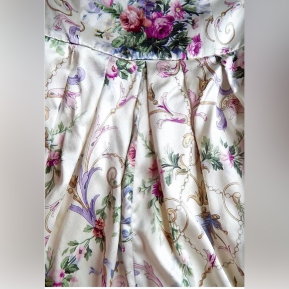 RARE GORGEOUS Y2K Vintage BETSEY JOHNSON silk cream floral dress size 6 HTF - Picture 3 of 12